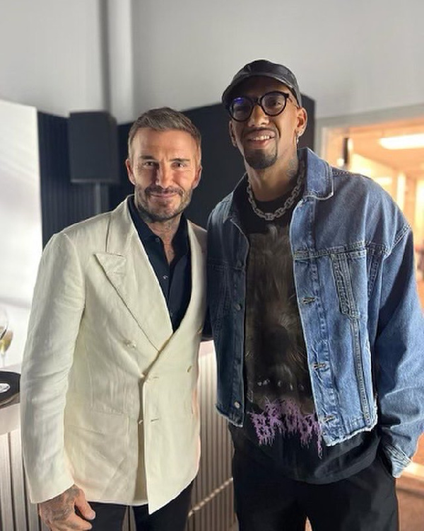 Jerome Boateng and David Beckham (L)