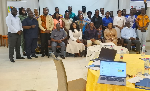 Participants of the panel dicussion pose for a photo