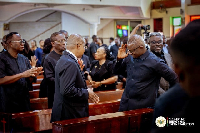 Energy Minister interacting with some NDC gurus at memorial service