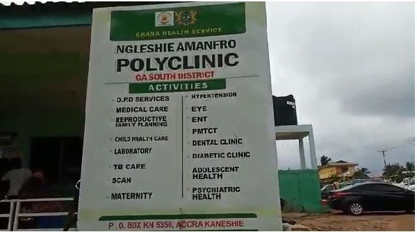 The Ngleshie Amanfro Polyclinic is located in the Ga South Municipality