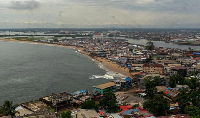 Wide view of Monrovia, Liberia, from the top of the Ducor Hotel