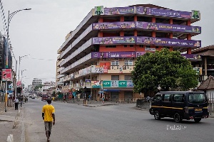 Empty streets of the Central Business District of Accra