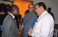Mayor J. Ginther (right) in an interaction with Dr.  Siaw Agyepong (left) and Mr.  Coleman (middle)