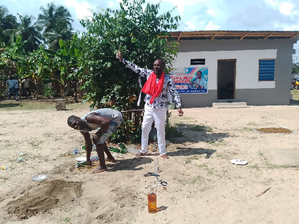 Nana Blay Miezah plants the mystical sword at his Miegyena shrine