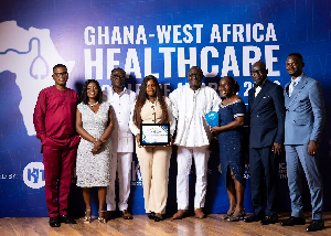 The team from the Greater Accra Regional Hospital with a display of their award