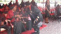 Ajos shaking hands with Samira Bawumia