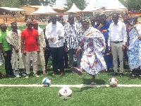 Chief of Darmang Traditional Area performing the ceremonial kick off