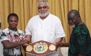 Dogbe with Rawlings and Azumah Nelson