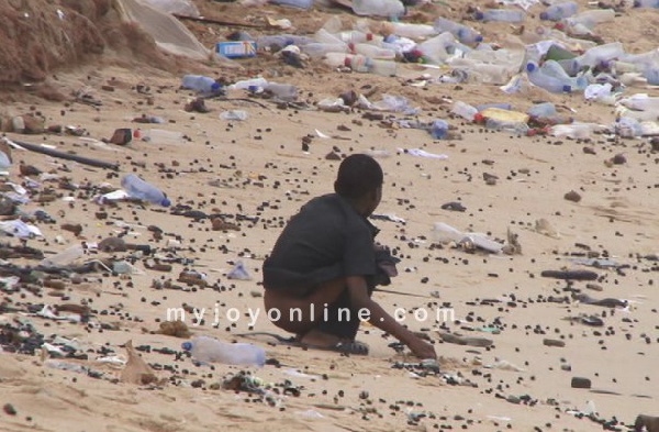 7 men and three women were arrested at the Elmina beach for engaging in open defecation
