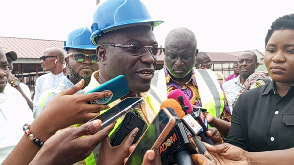 Martin Adjei-Mensah Korsah addressing journalists during his visit