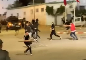 Some fans fighting outside the stadium