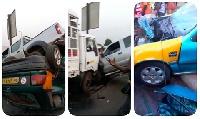 The cars involved in the accident.