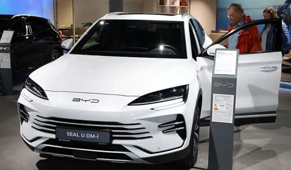 This is the first time BYD has outpaced its American rival in annual sales