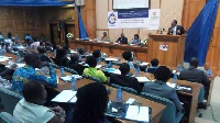 Ambassador J. E. K Aggrey-Orleans speaking at the protocol conference