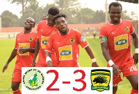 Maxwell Baakoh celebrates after scoring the second goal for Kotoko