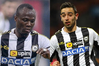 Emmanuel Agyemang-Badu (L) and Bruno Fernandes (R) played together at Udinese