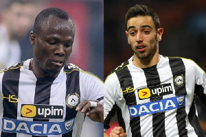 Emmanuel Agyemang-Badu (L) and Bruno Fernandes (R) played together at Udinese