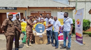The club presenting the items to some officials of Manhyia Local Prison