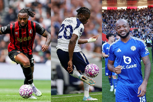 L-R: Antoine Semenyo, Kudus Mohammed and Jordan Ayew