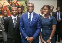 Ike Chioke, National Secretary for West Africa (M) with  the two beneficiaries  of the scholarship