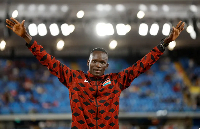 Kenya's Kibiwott Kandie celebrates winning bronze at the 2022 Commonwealth Games