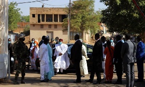 Nigerien President Mahamadou Issoufou pictured after voting