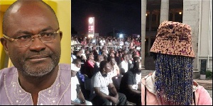 Ken Agyapong (l) had hundreds of people (m) turning up to watch his expose on Anas Aremeyaw Anas (r)