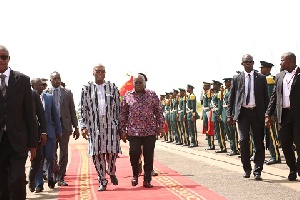 President Akufo-Addo met at the airport by President Kabore