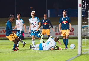 Samuel Tetteh scoring for FC Liefering in the Austrian second-tier