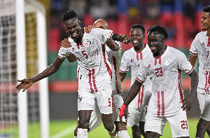 Sudan players celebrating their 4-0 win over Nigeria
