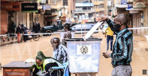 A man casts his vote during the 2021 General Election in Kampala