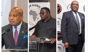 Samuel Okudzeto Ablakwa (L) Elvis Afriyie Ankrah (M) and Ambassador Victor Emmanuel Smith (R)