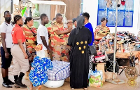 Fire service personnel seen speaking to  traders