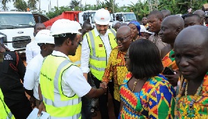 President Akufo-Addo at the sod cutting ceremony for the constrution of a sea defence wall at Axim