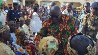 Akufo-Addo exchanging pleasantries with the Chiefs present at the event