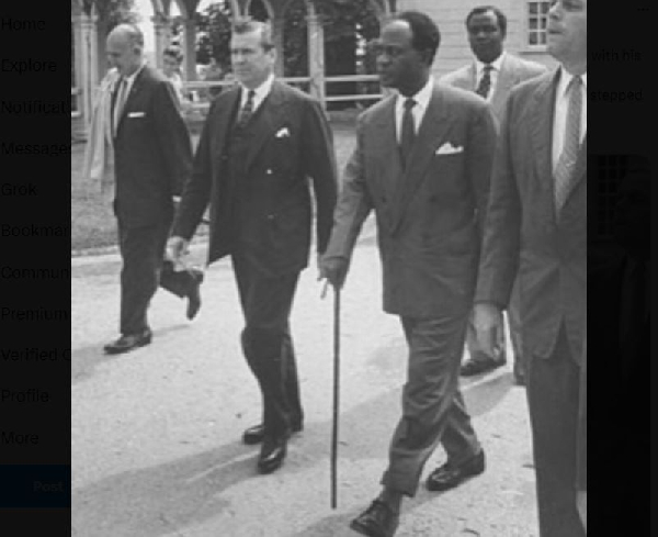 Kwane Nkrumah was known for using cane walking sticks as can be seen here