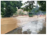 The floods rendered sections of the campus impassable
