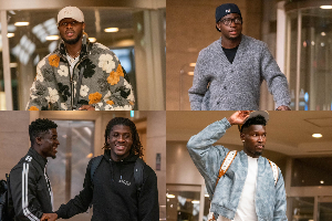 A photo collage of Black Stars players in camp ahead of the Kirin Cup