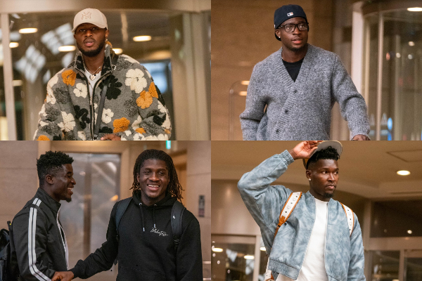 A photo collage of Black Stars players in camp ahead of the Kirin Cup