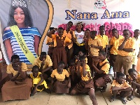 Miss Noble Ghana winner with some pupils of Dzorwulu Special School