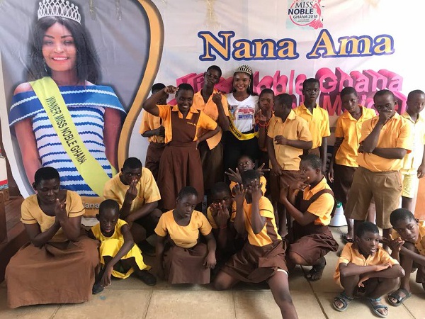 Miss Noble Ghana winner with some pupils of Dzorwulu Special School