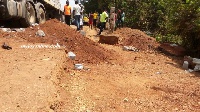 The heap, believed to be for the construction of the road had been left over a month ago at the Mank