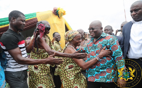 President Akufo-Addo interacting with some farmers at the anniversary celebration