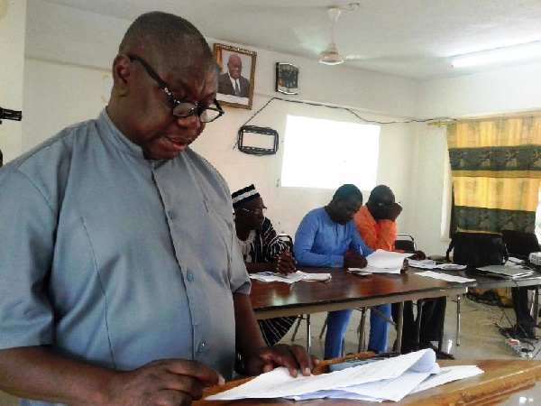 Moses Dramani Luri addressing participants during stakeholders