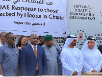 A photo of Seidu Issifu and other officials from UAE to present flood relief items