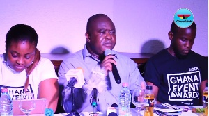 Fred Kyei Mensah (M) addressing the media