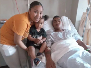 Delvin Safers was visited in hospital by his girlfriend and his son