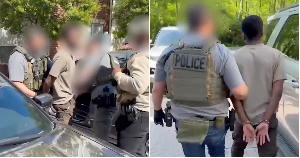 Frimpong being taken into custody by ICE officers