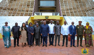 A group photo of President Mahama, Chief of Staff and leaders of GIFF after the meeting
