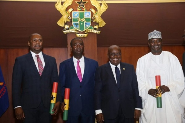 President Akufo-Addo (2nd from right) and his new ambassadors